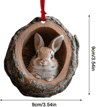 Inspire Essentials Woodland Animal Acrylic Christmas Ornament Cute Holiday Decor bunny