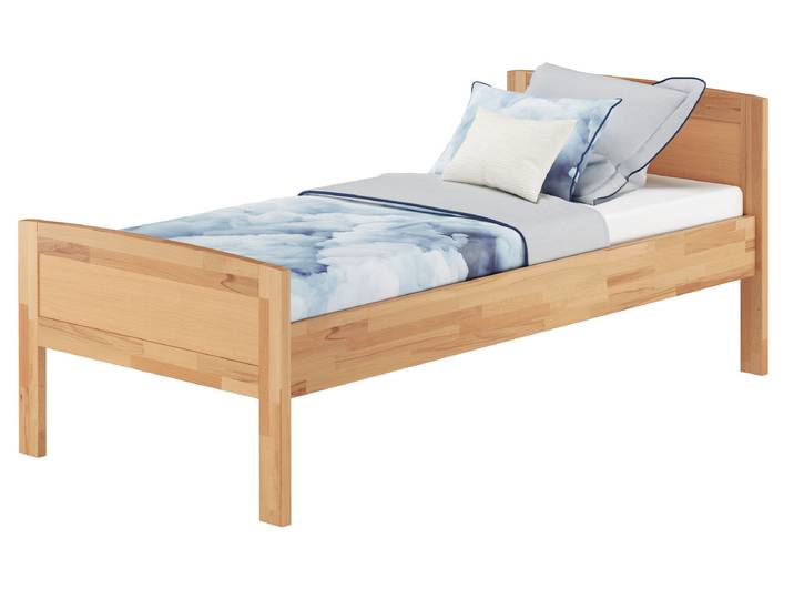 Attraktives Seniorenbett 100 x 200 Einzelbett Buche Hohe Sitzkante