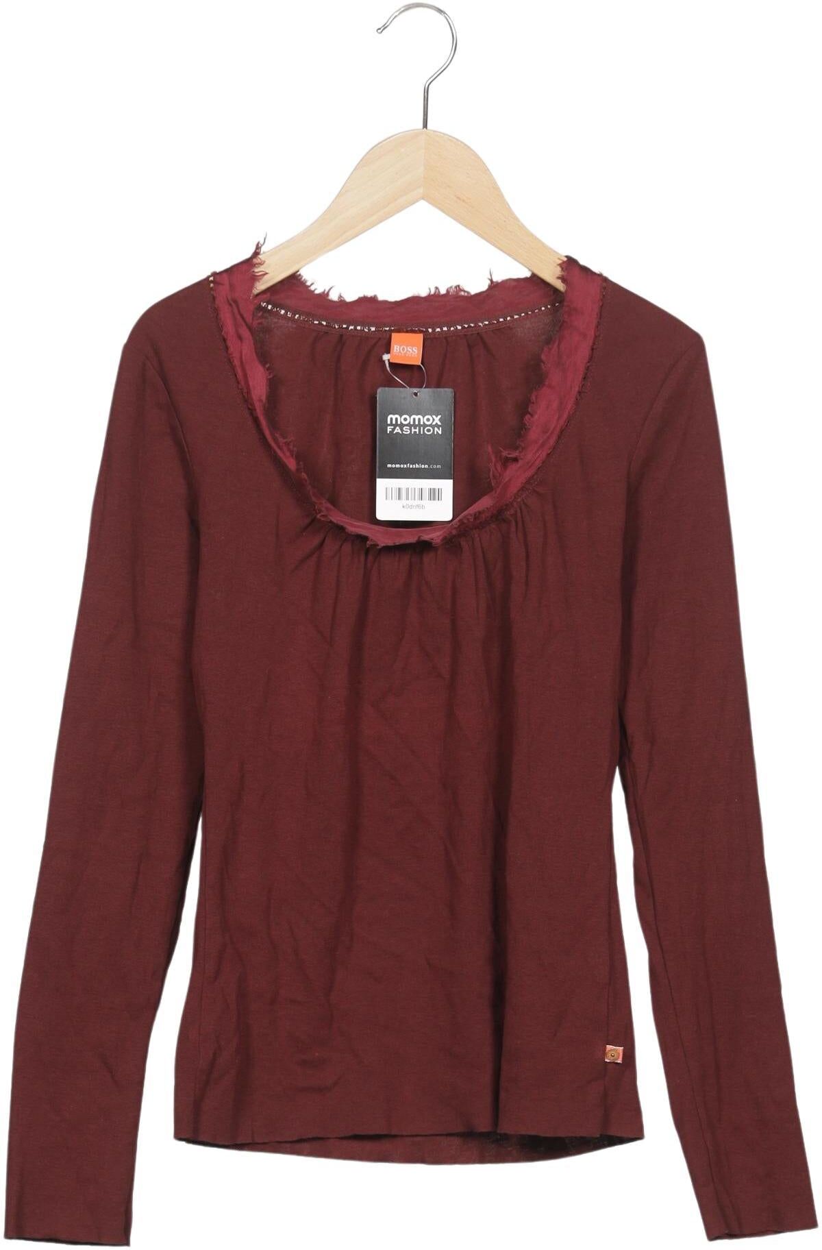Boss Orange Damen Langarmshirt, Bordeaux, Gr. S, Baumwolle / Seide - Second Hand