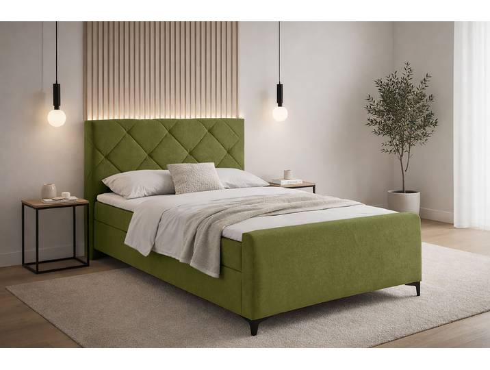 Boxspringbett mit Bettkasten 120 x 200cm Microfaser Wiam Grün