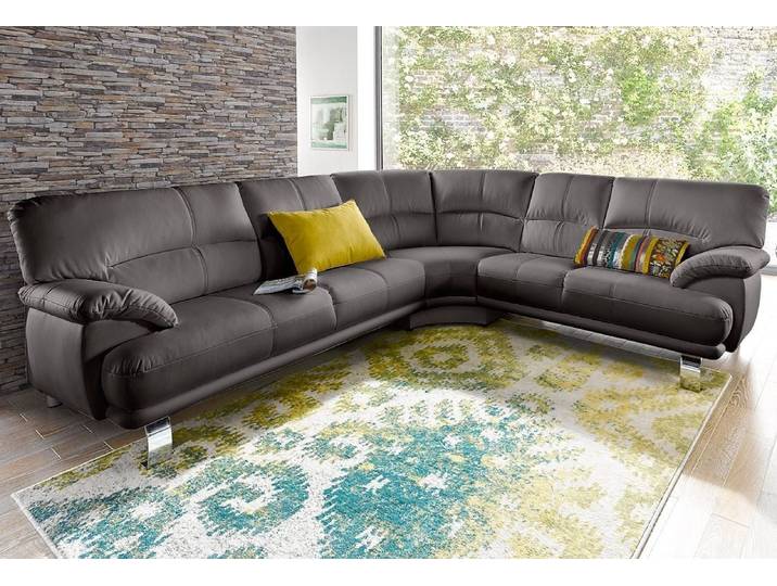 TRENDMANUFAKTUR Ecksofa Cecilia in italienischem Design, modern und komfortabel, L-Form, bequeme Armlehnen, mit langem Schenkel