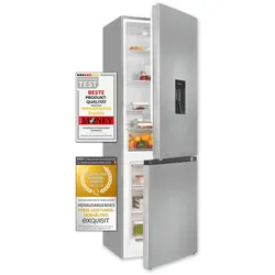Exquisit Kühl-Gefrierkombination KGC320-95-E-WS-040C inoxlook | 313 L Volumen | Kühlgefrierkombination freistehend mit Wasserspender | 4* Gefrieren