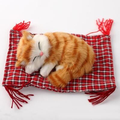 Inspired Deals Realistic Sleeping Cat Plush Stuffed Animal For Home, Car & Office Decor yellow