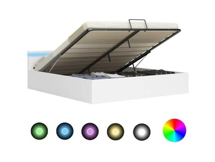 2319*JILI*Lit Coffre 160x200 cm Cadre de lit à rangement Double Design Confort Structure de lit 2 Personnes avec LED Bla