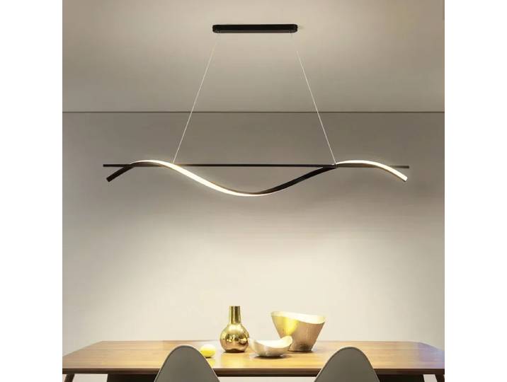 Nordique moderne minimaliste lustre Restaurant cuisine chambre lampe concepteur créatif un caractère LED longue bande suspension