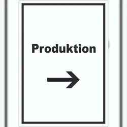 HB-Druck Produktion Aufkleber mit Text und Richtungspfeil rechts Herstellung hochkant A0 (841x1189mm)
