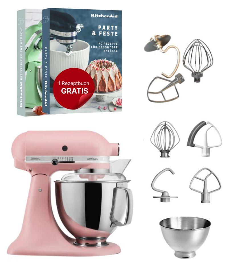 KitchenAid 4,8 L 5KSM175 Artisan Küchenmaschine inkl. TschimmHook Rührelemente Altrosa