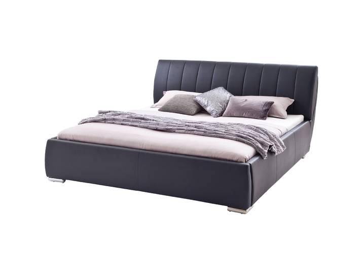 Bett Camillo schwarz Kunstleder 200 x 200 cm