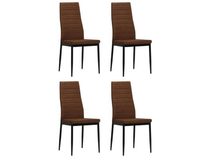 Chaise de salle à manger - Liya - Lot de 4 - Tissu polyester - Couleur marron - Design contemporain