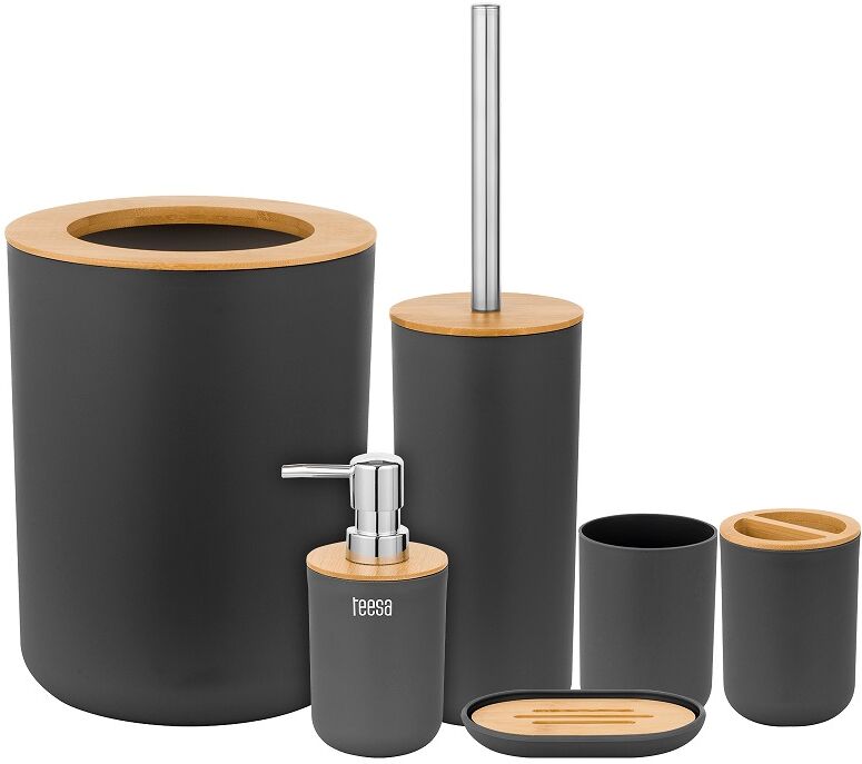 Conjunto de 6x Acessórios p/ Casa de Banho (Preto) - TEESA