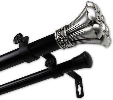 InStyleDesign 1-inch Two Tone Blossom Collection Double Curtain Rod