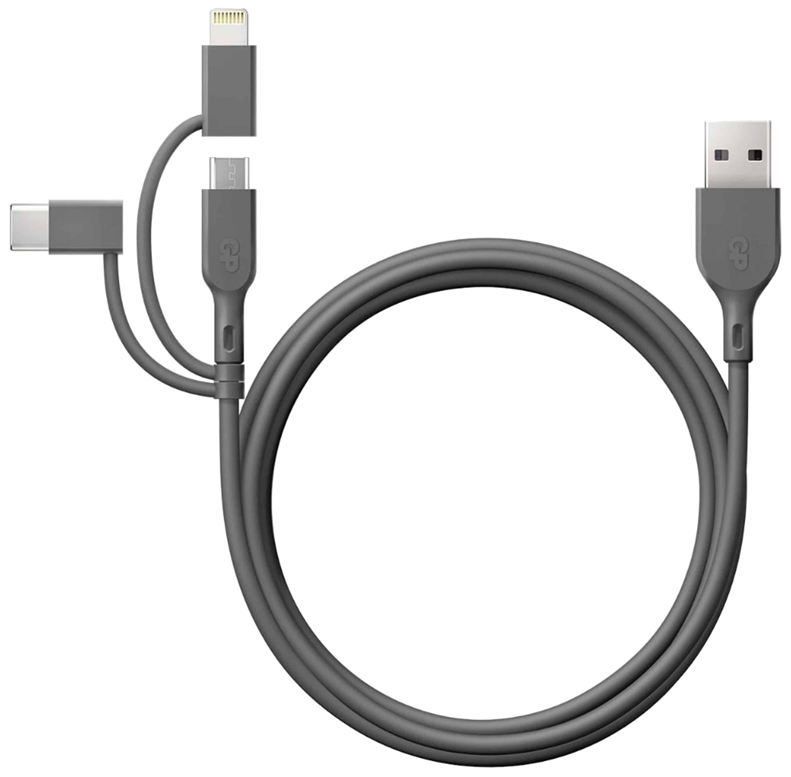 GP Batteries 160GPCY1N-C1 CY1N 3-in-1 Sync en Laadkabel USB-A naar Micro-USB, USB-C en Lightning, 1m