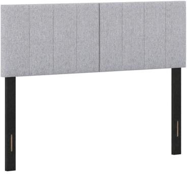 Costway Linen Upholstered Headboard with Solid Wood Legs and Adjustable Width-Gray