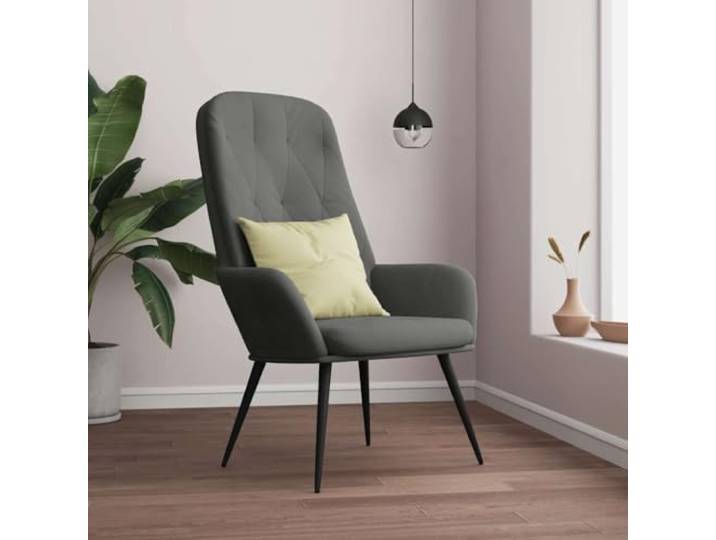 NLQMSU Relaxsessel, dunkelgrau, aus Samt mit Metallrahmen Weicher Samt, stabiler Metallrahmen, dekorative Rückenlehne, vielseitig einsetzbar, modernes Design