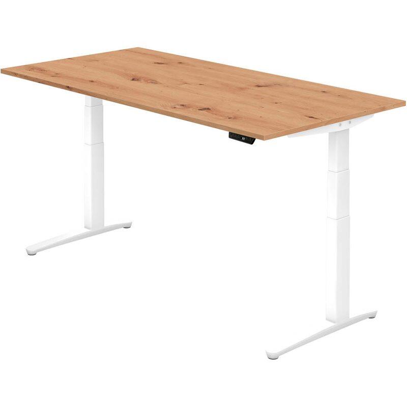 HAMMERBACHER VXBHM2E/R/WW elektrisch höhenverstellbarer Schreibtisch 65,0 - 130,0 cm - elektrisch Asteiche / silber