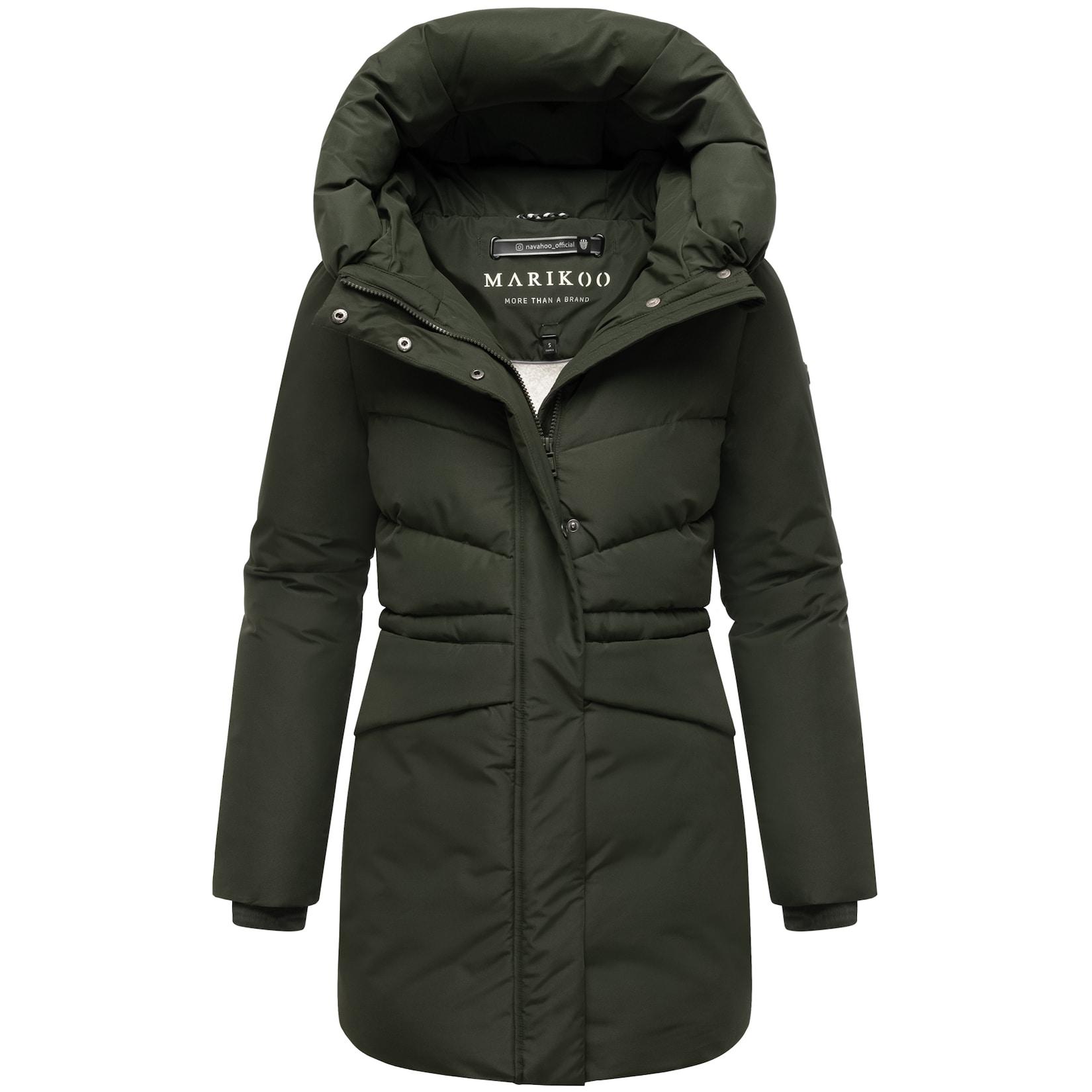 MARIKOO Damen Winter Steppjacke gesteppt warm Winterjacke, Outdoor, Kapuze, Fleece, gefüttert, Kragen, figurbetont Delilah