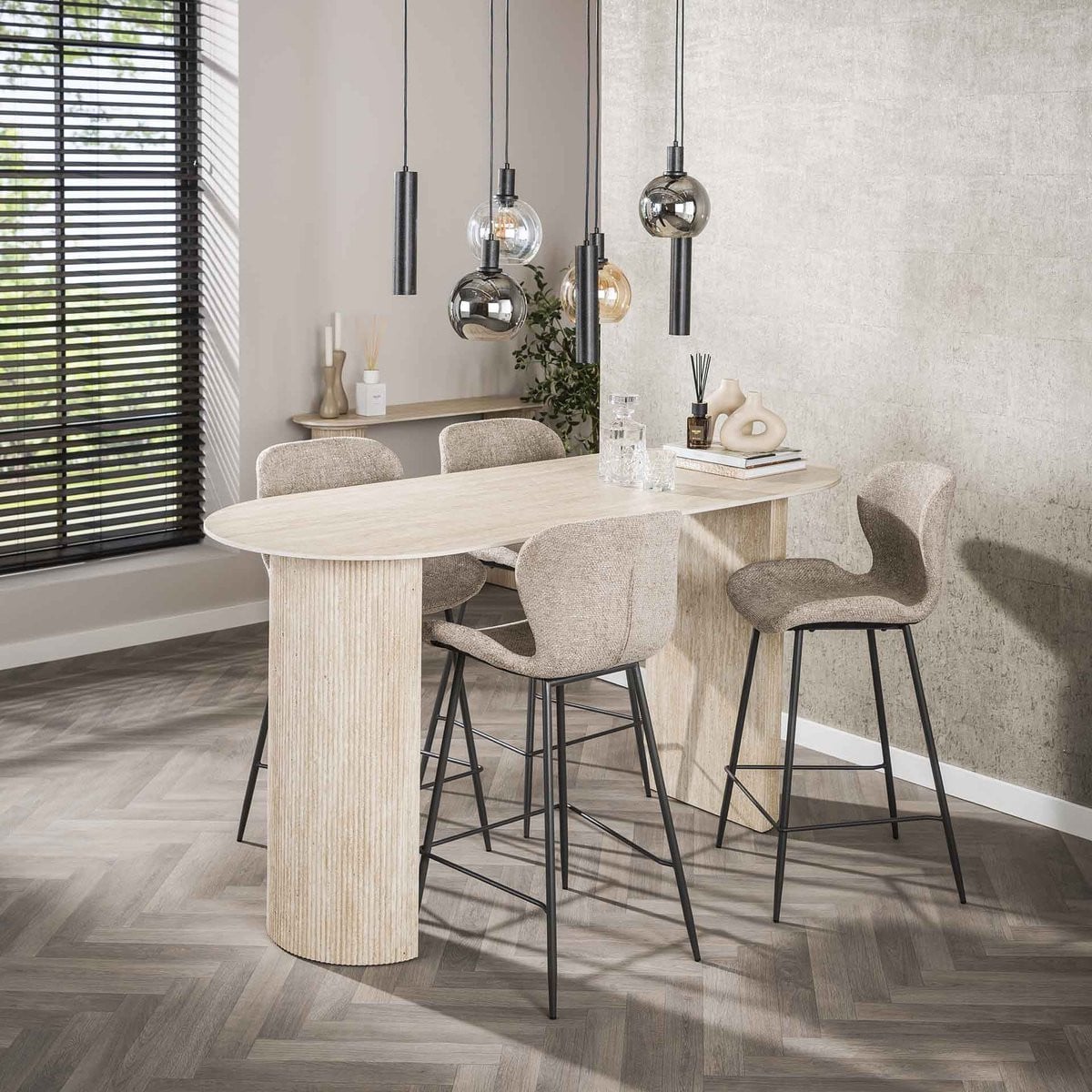 Archon Moderne Bartafel Keramiek Travertin B/D: 178 x 70 cm