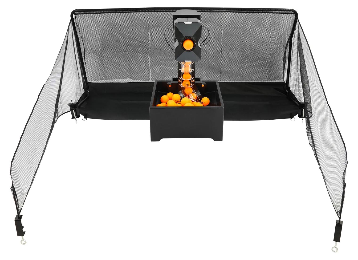 Tischtennisroboter - Trainingsmaschine mit Netz - 36 W - Doppelrad-System - Fassungsvermögen ca. 100 Bälle - ABS - Schwarz