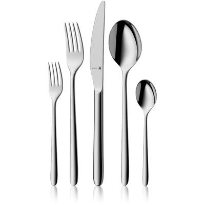 Besteck-Set WMF "Flame Plus", silber (edelstahlfarben), 30 Stk., Cromargan Edelstahl Rostfrei, Essbesteck-Sets, ergonomisch, Cromargan protect