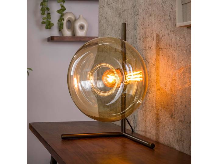 ZIJLSTRA Tischlampe Soll, creme / amber, für Wohn- / Esszimmer, Glas, Modern