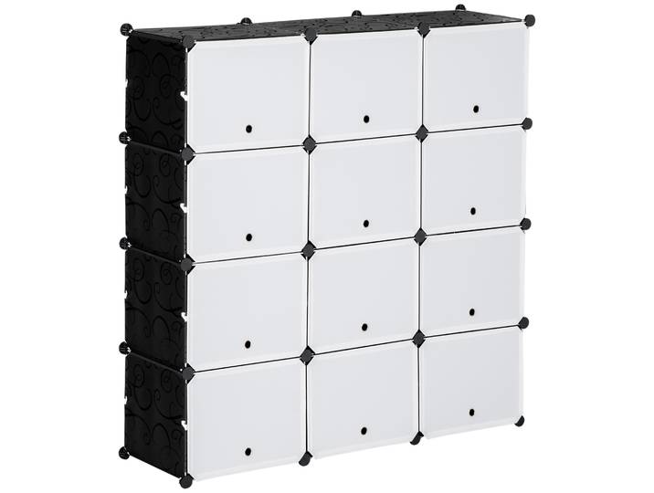 Armoire modulaire en plastique Homcom avec organisateur de chaussures 12 cubes 125X32X125Cm