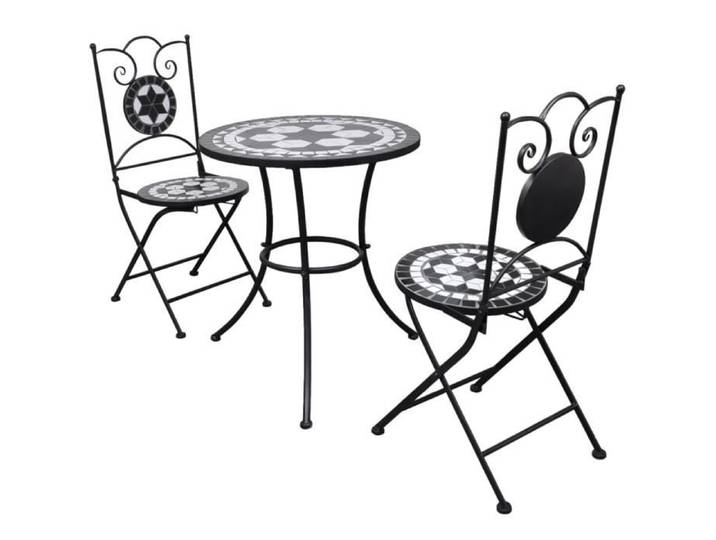 Mobilier de bistro 3 pcs Carreaux céramiques Noir et blanc
