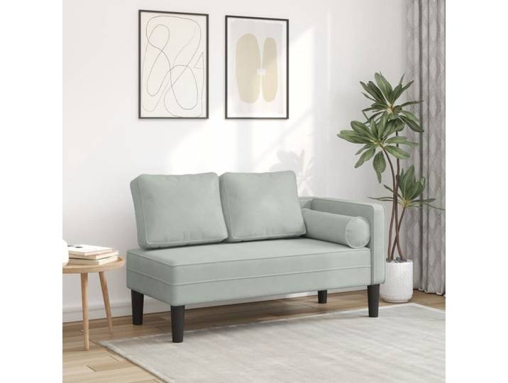 vidaXL Chaiselongue, Chaiselongue mit Kissen Hellgrau Samt