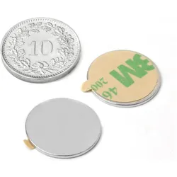 4x Supermagnete, Magnet, Scheibenmagnet selbstklebend (Folie) (10x)