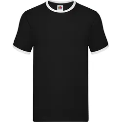 Fruit of the Loom VALUEWEIGHT RINGER T - Herren T-Shirt mit Rundhalsausschnitt, schwarz/weiß, 3XL