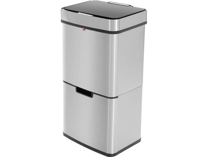 Mülltrennsystem HAILO Öko Vario XL , silber (edelstahlfarben), B:42cm H:78,5cm T:31,5cm, Edelstahl, Mülleimer, Mülltrennsystem, 54 Liter, Edelstahl, Kunststoff Inneneimer, Sensortechnik