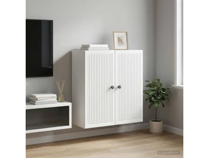 VIHHQGC Wandschrank Weiß 59 x 31 x 60 cm Holzwerkstoff Vintage-Stil, rechteckiges Design, viel Stauraum, robuste Regale, feuchtes Tuch reinigt