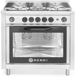 HENDI Gasherd - 5 Kochfelder mit Elektroofen, Kitchen Line, Silber, 230V/2900W, 14,3kW, 900x653x(H)900mm