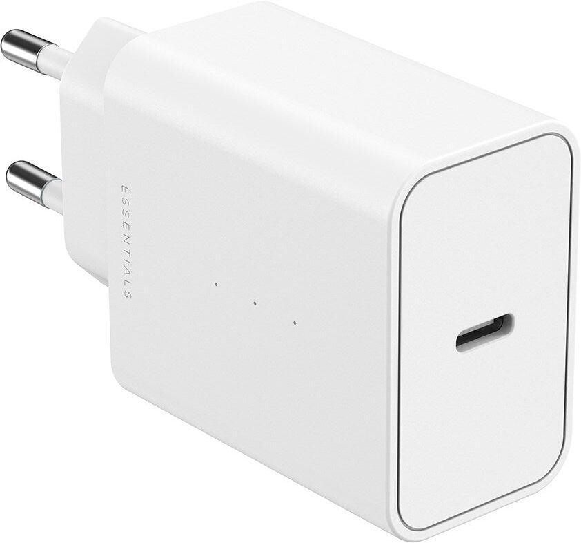 ËSSENTIALS by Upström PD 45W GaN Genanvendt Plastik Vægoplader m. USB-C - Hvid