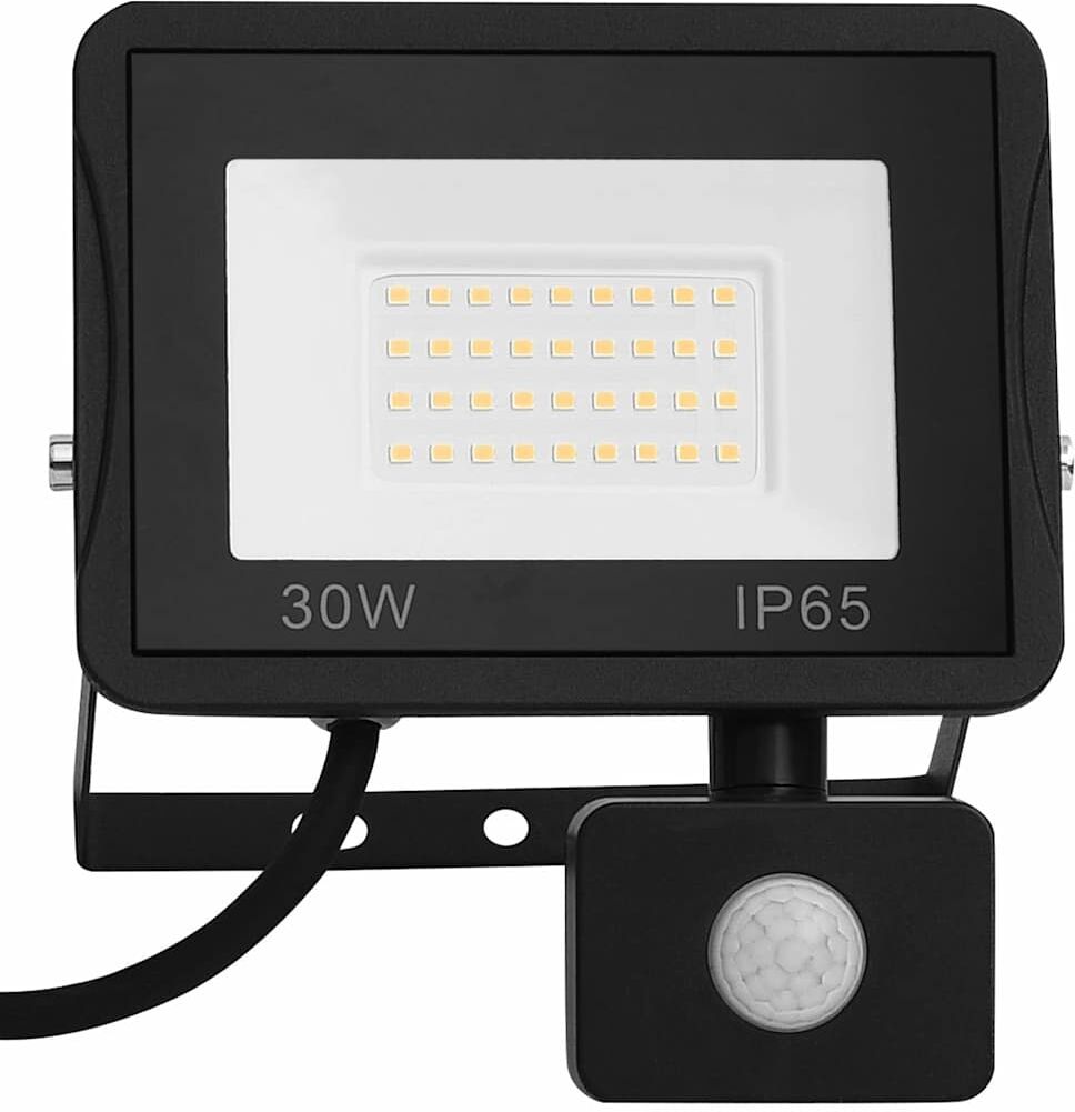 vidaXL Foco LED con sensor 30 W blanco cálido Negro