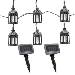 Lichterkette Solar Aussenleuchte LED Solarlampe Gartenlampe Dekoration in Laternenform, Kunststoff schwarz, 20x LED warmweiß, 2x L 200 cm