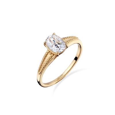 Silberring ELLI PREMIUM "Ring Verlobungsring Moissanit Weiß 375 Gelbgold" Gr. 56, gold, Fingerringe, Damen, 56, Gelbgold 375, Silberring