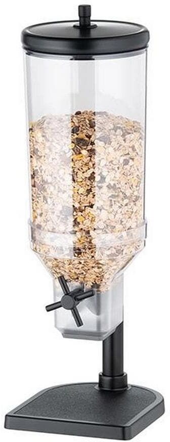 Müslispender APS "Fresh+Easy", schwarz, B:17,5cm H:52cm L:21,5cm, Edelstahl, Kunststoff, Lebensmittelaufbewahrungsbehälter, Müslispender, 4,5 Liter Fassungsvermögen schwarz B/H/L: 17,5cm x 52cm x 21,5cm