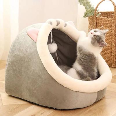 Uplift Essentials Warm Semi Closed Cat Cave Bed Cozy Winter Pet Nest For Cats And Small Dogs l