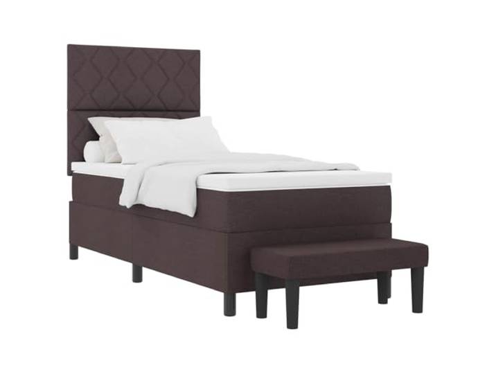 PUGYNBK Boxspringbett, Dunkelbraun, 100 x 200 cm, Stoff Verstellbares Kopfteil, Taschenfedern, mittlerer Schaumstoff, Holzstruktur, atmungsaktiv