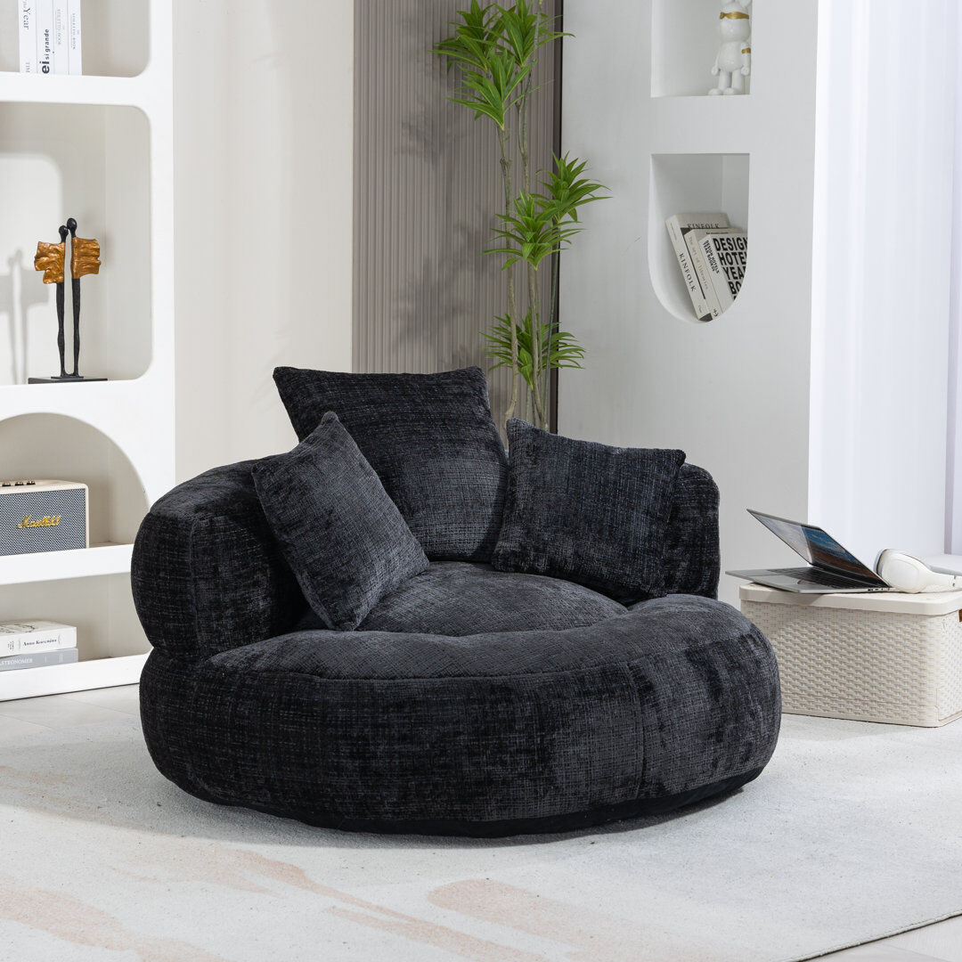 NFusion Mason Chenille Bean Bag Lounger Black Large