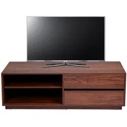 TV-Rack MCW-J78, Fernsehtisch Lowboard Kommode, Schublade, MDF 42x140x40cm ~ Walnuss-Optik