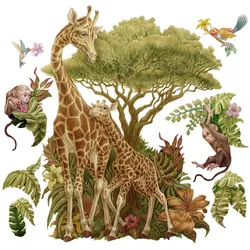 WANDAUFKLEBER 60x90cm - Wildtiere Vegetation
