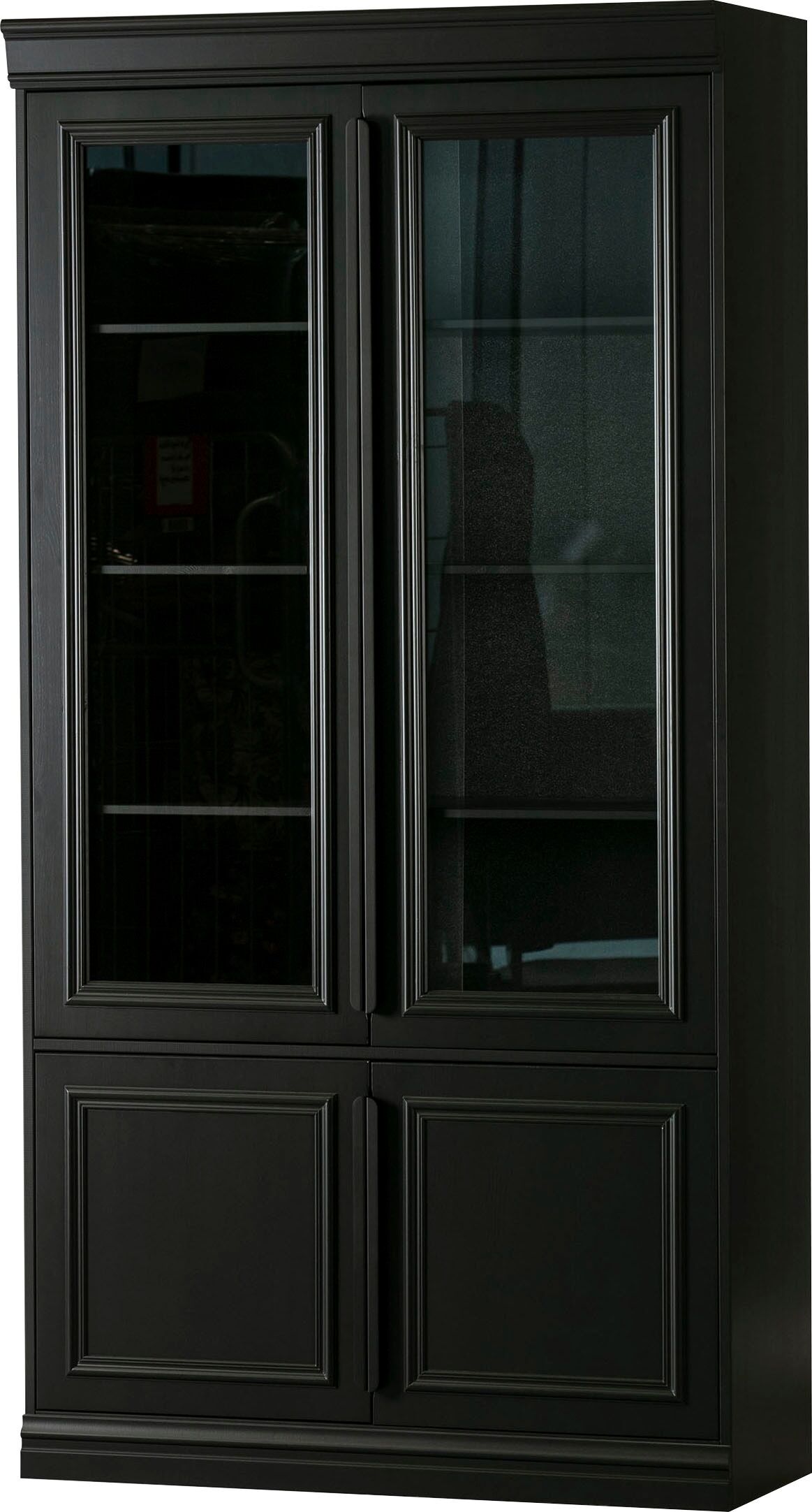 Vitrine WOOOD "Organize FSC-Kiefernholz mit Glastüren, H 215 x B 110 x T 44 cm", schwarz, Holzwerkstoff, Schränke, Vitrine, Tragkraft 15 kg pro Boden, höhenverstellbare Böden, pfleigleicht