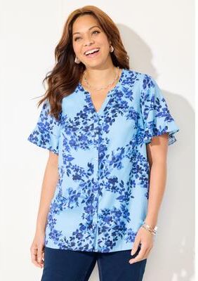 Plus Size Women's Isabella Romance Blouse by Catherines in Sky Blue Floral (Size 6X)