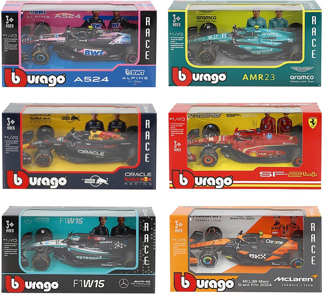 Burago Coches metal 1:43 F1 2024 . Modelos Surtidos.