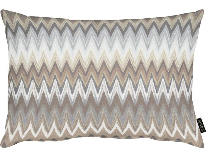 Dekokissen APELT Zigzag , taupe, beige, bedruckt, B:41cm H:0,5cm L:61cm, Baumwolle, Dekokissen_Sitzkissen_Kissenhüllen, Dekokissen, Zickzack-Muster