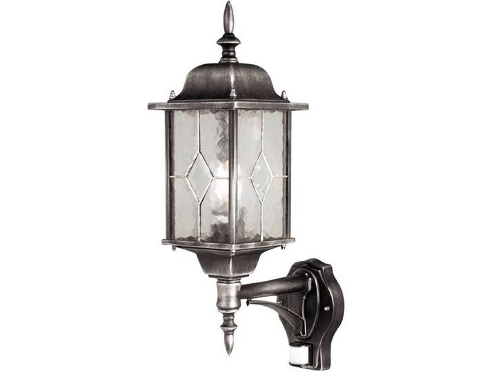 Elstead Wexford Außen-Wandleuchte Sensor E27 53cm Schwarz-Silber IP44