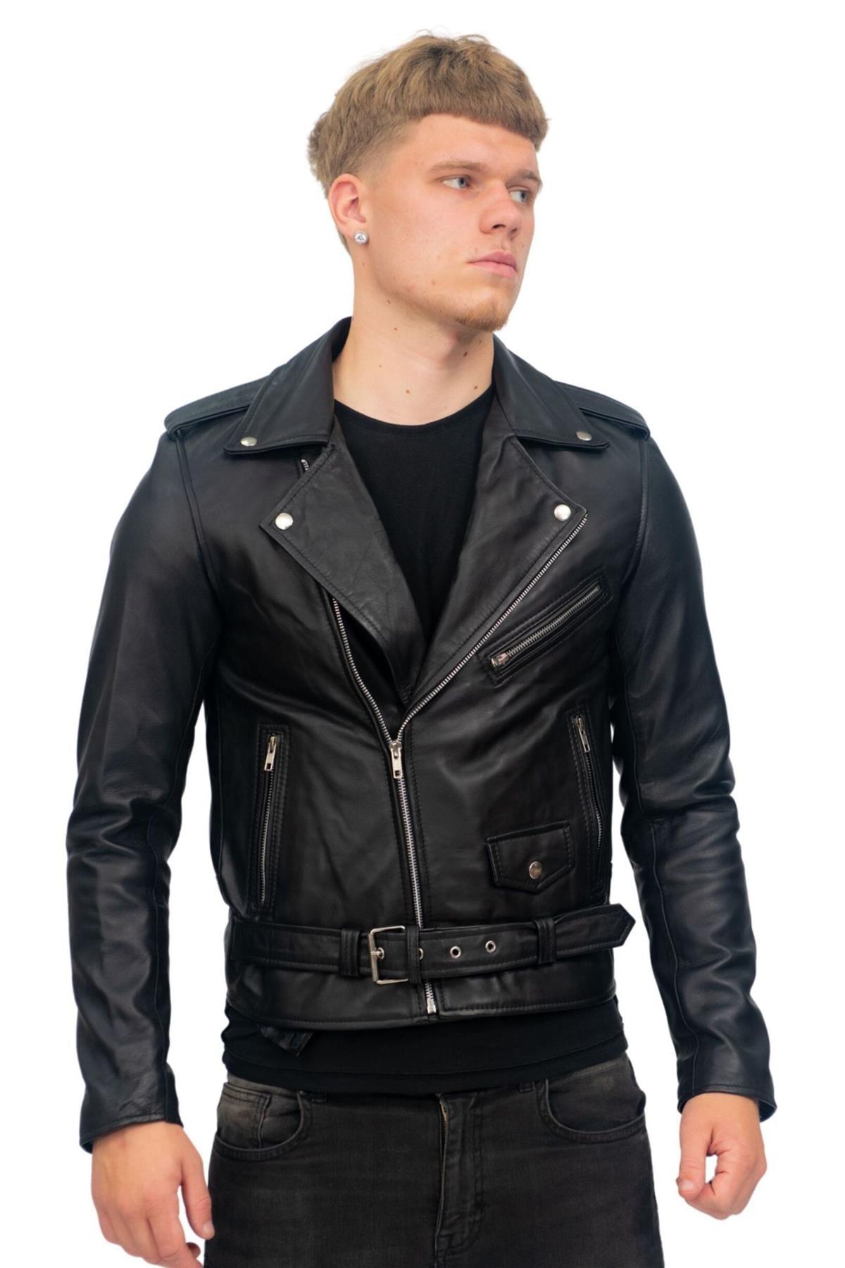 Klassische Herren-Bikerjacke aus Brando-Leder – Antalya