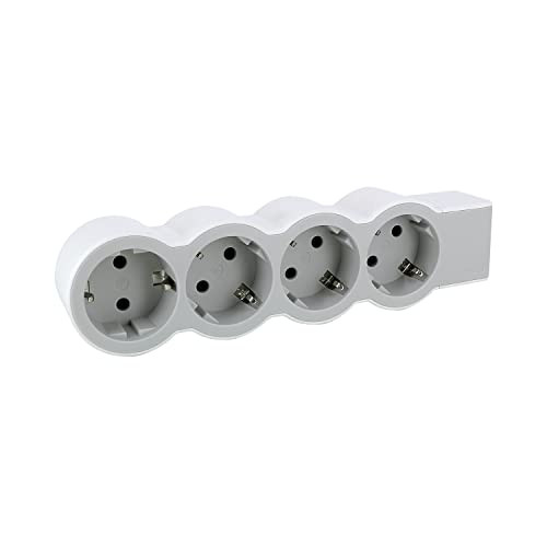 Legrand Platte stekkerdoos 4-voudig stopcontact ultrawit/grijs 694575