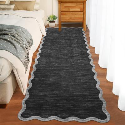 Garvee Scalloped Edge Color Blocking Bordered Area Rug